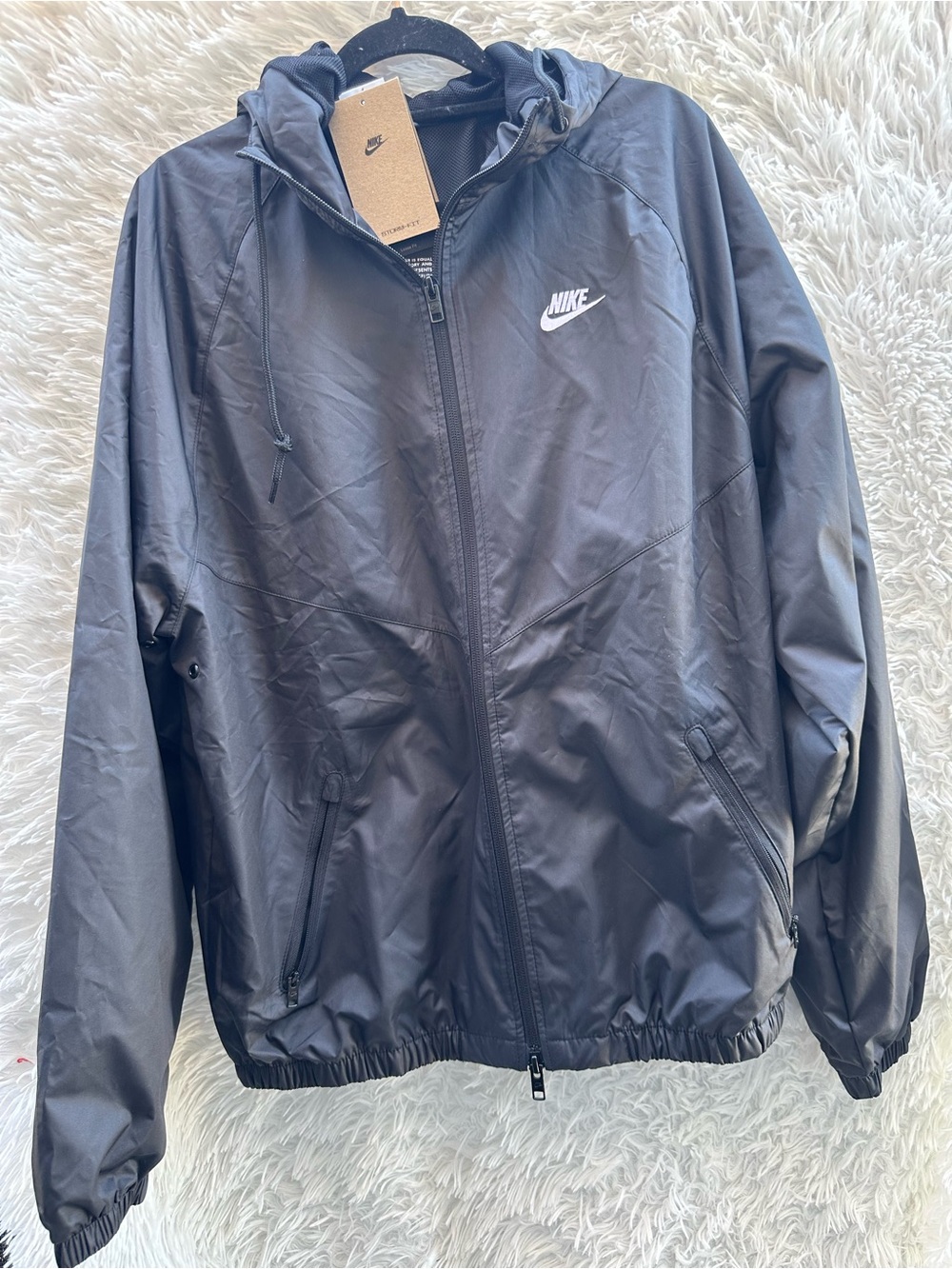 Nike Men's Black Lightweight Hooded Storm Fit Windbreaker Jacket